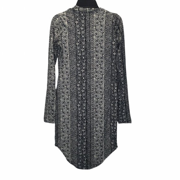Love Cameron LA Dress Size Large Black Floral Long Sleeve Stretch Mini Bodycon - Picture 4 of 10